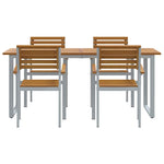 Garden Dining Set 5 pcs Grey and brown Solid acacia wood 3284347