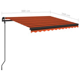 Manual Retractable Awning with LED 3x2.5 m Orange and Brown 3070105
