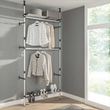 Telescopic Wardrobe System with Rods and Shelf Aluminium 321114
