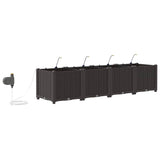 Garden Planter 4 pcs Brown 160 x 40 x 37.5 cm Plastic 42002824