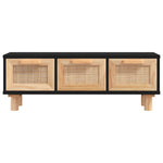 ZNTS Coffee Table Black 80x40x30 cm Engineered Wood&Solid Wood Pine 345619