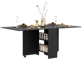 Foldable Dining Table, Extendable Drop Leaf Table with 2-tier Shelves, Small Dinner Table with T3398P344830