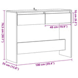 ZNTS Console Table Artisan Oak 100x35x76.5 cm Engineered Wood 856785