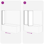 Shower Bath Screen Wall 141 x 132 cm 3 Panels Foldable 140785