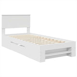 Bed Frame with Headboard White 90 x 200 cm Engineered Wood 3408795
