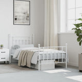 Metal Bed Frame without Mattress with Footboard White 80x200cm 353595