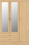 ZNTS Nevada 3 Door 2 Drawer Mirrored Wardrobe 100-101-101