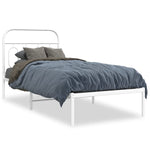 Metal Bed Frame without Mattress with Headboard White 90x190cm 377158