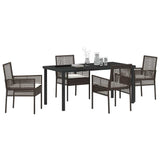 Garden Dining Set with Cushion 5 pcs Brown Poly rattan 3379873