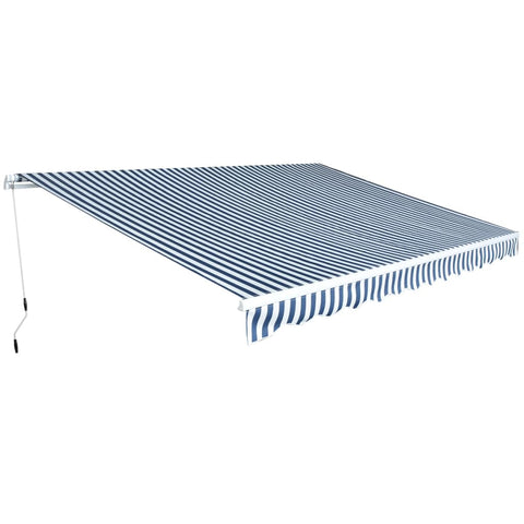 ZNTS Folding Awning Manual Operated 450 cm Blue/White 275565