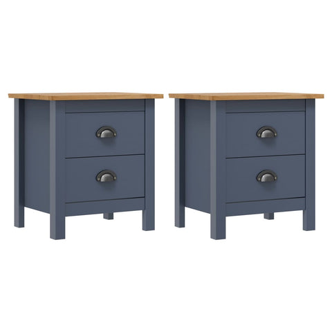 Bedside Cabinets Hill 2pcs Grey 46x35x49.5 cm Pine Wood 288909