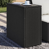 ZNTS Garden Side Table with Glass Top Black 58x27.5x55 cm Poly Rattan 365982