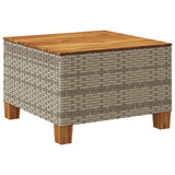 Garden Table Grey 55x55x36 cm Poly Rattan Acacia Wood 365909