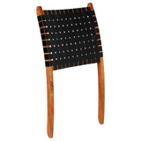 Folding Chair Crossed-Stripe Black Real Leather 246366