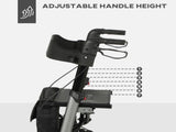 4 Wheel Rollator with Seat and Back, Folding Mobility Walker with Carry Bag, Adjustable Height, Dual T3398P344117