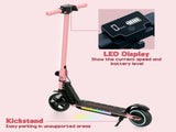 Folding Electric Scooter for Kids, with Dual Brakes, Front Suspension, LED Colourful Lights, Pink T3398P349456