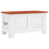 Storage Chest with Lid Brown and White Solid Wood Acacia 364918