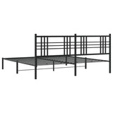 Metal Bed Frame without Mattress with Headboard Black 193x203cm 376330