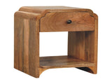 Solid Wood Newton Mini Oak-ish Nightstand with a drawer and open shelf, Brown B2743P403243