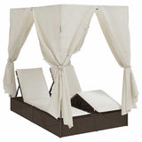 Double Sun Lounger with Roof Brown 205 x 129 x 200 cm PE rattan 3376128