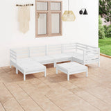 7 Piece Garden Lounge Set Solid Wood Pine White 3082960