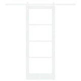Sliding Door White 83 x 211 cm Solid Pine Wood and Glass 3332420