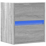 ZNTS Wall-mounted Bedside Cabinet with LED Lights Grey Sonoma 3307971