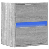 ZNTS Wall-mounted Bedside Cabinet with LED Lights Grey Sonoma 3307971