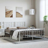 Metal Bed Frame without Mattress with Footboard White 193x203cm 374510