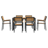 Garden Dining Set 7 pcs Black and brown 140 x 80 x 75 cm 3284384