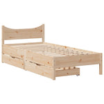 ZNTS Bed Frame with Drawers 90x190 cm Single Solid Wood Pine 3301926