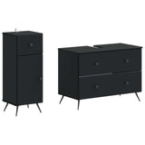 2 Piece Bathroom Cabinet Set BREDA Black Engineered Wood 3417721
