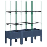 Garden Planter with Trellis Blue Grey 120x40x142.5 cm PP 367956