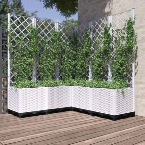 Garden Planter with Trellis White 120x120x136 cm PP 153288