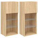 TV Cabinets with LED Lights 2 pcs Sonoma Oak 40.5x30x90 cm 837048
