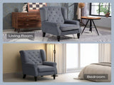Wingback Accent Chair, Retro Upholstered Button Tufted Occasional Chair for Living Room and Bedroom, T3398P378080