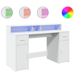 ZNTS Desk with LED Lights White 140x55x91 cm Engineered Wood 3309420