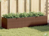 Garden Planters with 3 Pots 2 pcs Brown 105x30x32 cm Poly Rattan 3210523