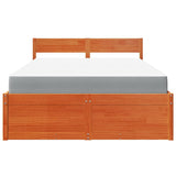 Bed with Drawers and Mattress Wax Brown 140x190 cm Solid Wood Pine 3281912