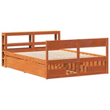 Bed Frame without Mattress Wax Brown 135x190 cm Double Solid Wood Pine 3306398