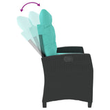 Reclining Garden Bench with Cushions Black Poly Rattan 368234