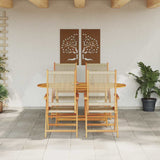 Garden Dining Set Folding 5 pcs Beige Solid Acacia Wood 3375740