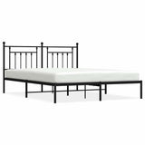 Bed Frame Black Powder-Coated Steel Double Bed Frame 353542