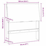 Upholstered Headboard Light Grey 100 cm Solid Pine Wood 879303
