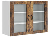 Wall Glass Cabinet PORTO Smoked Oak 80 x 31 x 80 cm 885420
