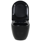 Wall-Hung Toilet with Concealed Cistern Ceramic Black 3054479