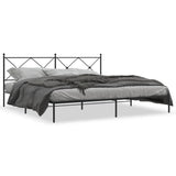 Bed Frame Black Powder-Coated Steel Double Bed Bed Frame 376508