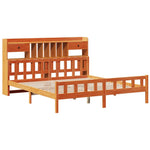 ZNTS Bookcase Bed without Mattress Wax Brown 180x200 cm Super King Solid Wood Pine 3322193