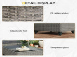 5-Piece Rattan Patio Furniture Set with Corner Sofa, Footstools, Coffee Table, for Poolside, Dark T3398P318600