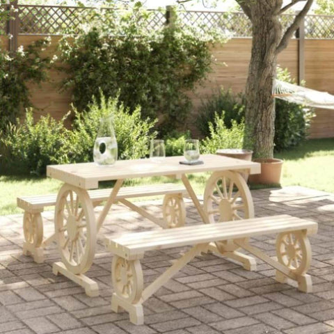 ZNTS 3 Piece Garden Dining Set Solid Wood Fir 3207137